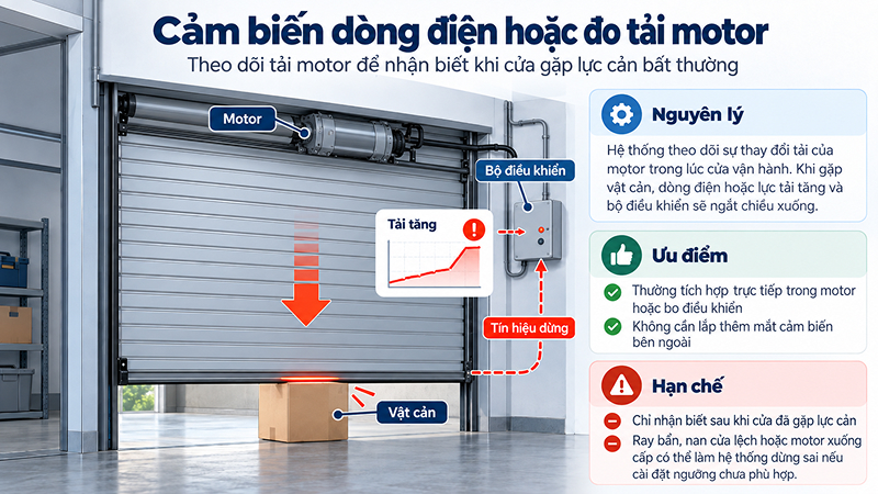 3. Cảm biến dòng điện hoặc đo tải motor
