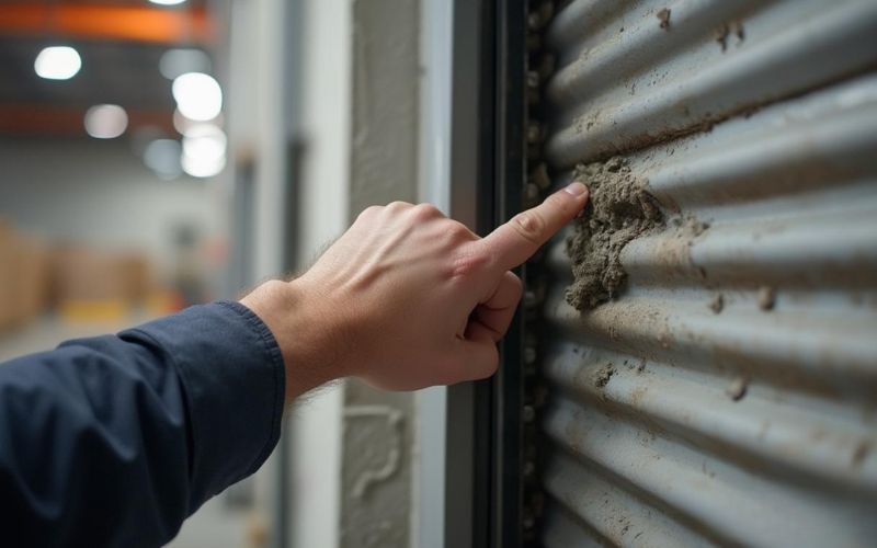 Bước 4: Loại bỏ vật cản bên trong ray cửa cuốn