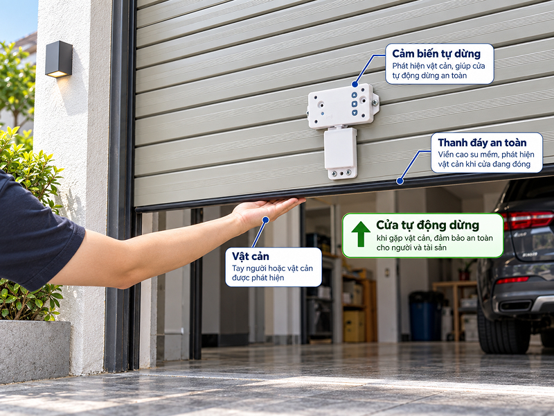 Cảm biến chống kẹt cửa cuốn là gì?