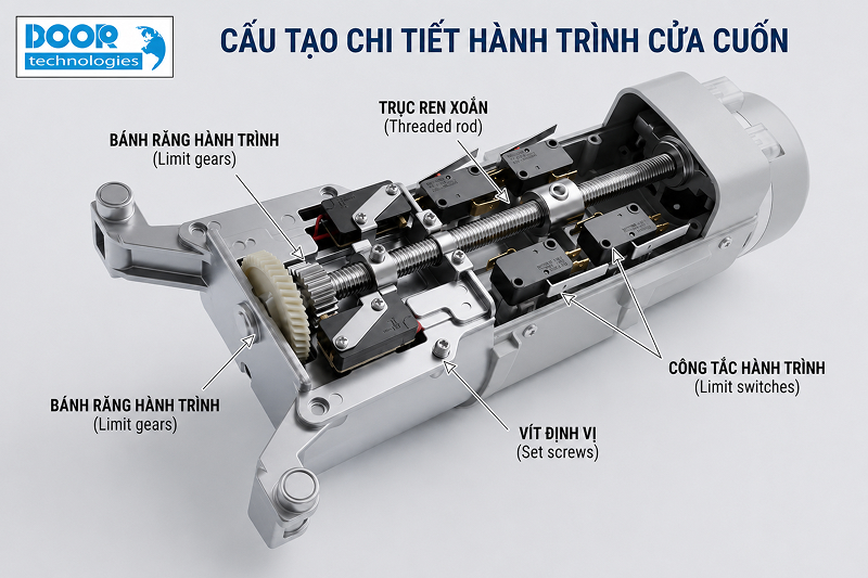 Cấu tạo bộ hành trình cửa cuốn gồm những gì?
