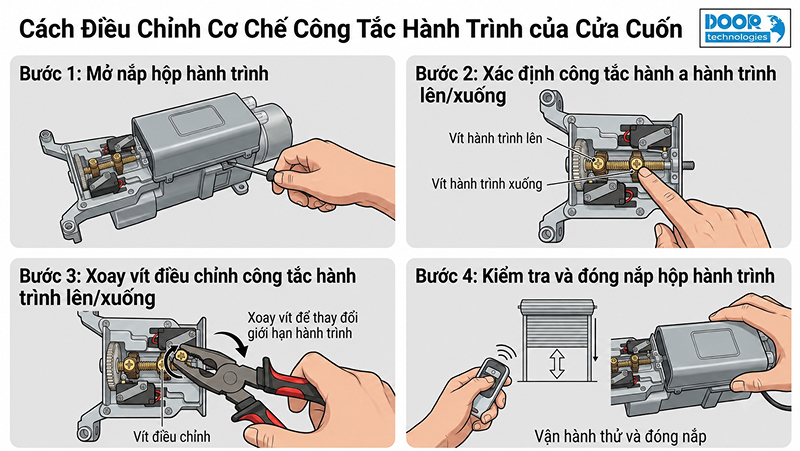 Hướng dẫn cách chỉnh hành trình cửa cuốn đúng kỹ thuật từ A-Z
