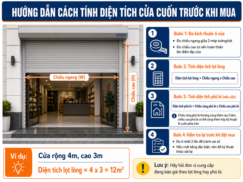 Hướng dẫn cách tính diện tích cửa cuốn trước khi mua